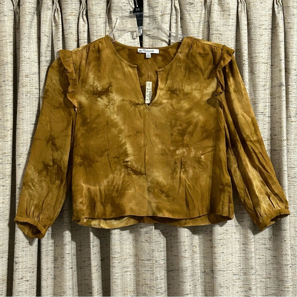 Madewell Tie-Dye Ruffle Shoulder Top - XXS